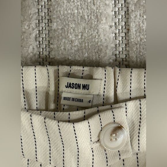 Jason Wu Pinstripe Wide Leg Trouser Pants in Cream - Size 4 - Picture 4 of 11